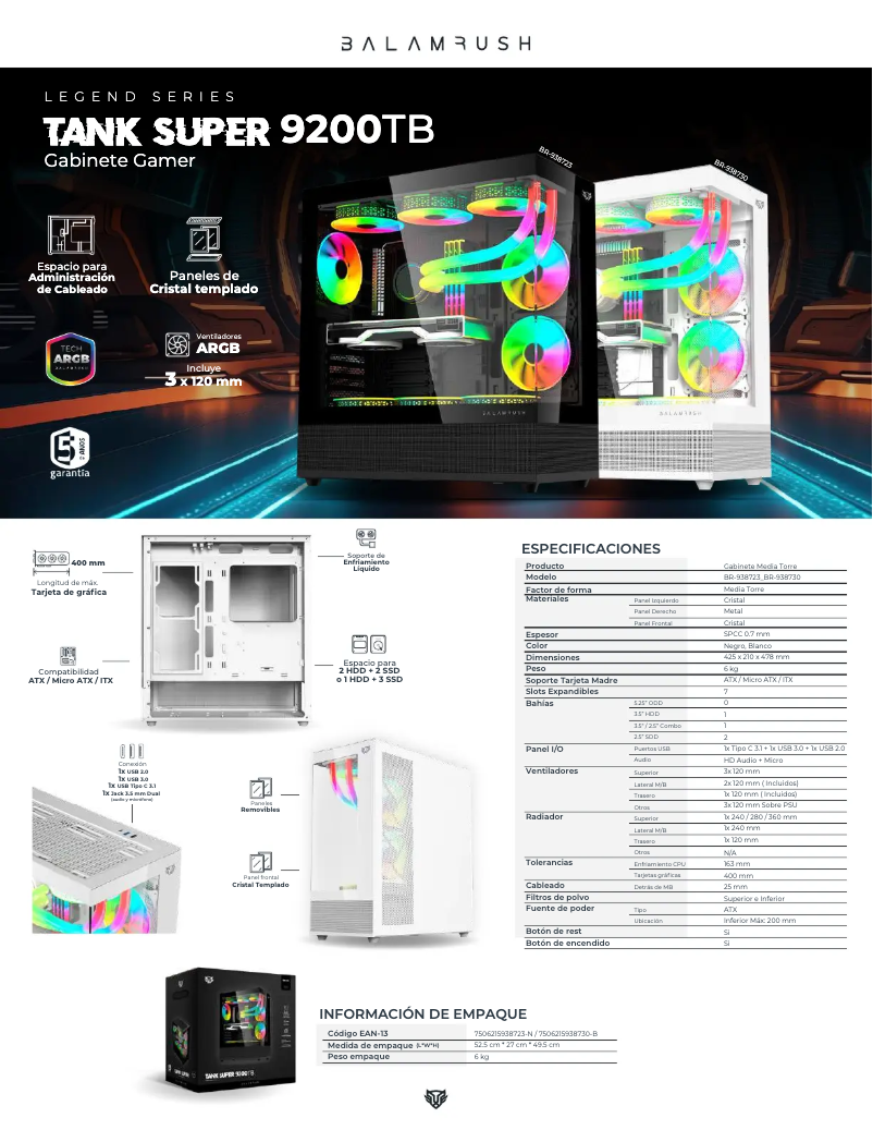 Page 1 de la notice Manuel utilisateur Balam Rush Tank Super 9200TB