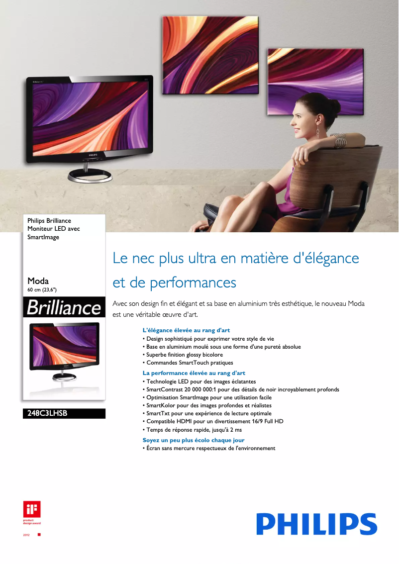 Página 1 del manual Ficha técnica Philips Brilliance 248C3LHSB