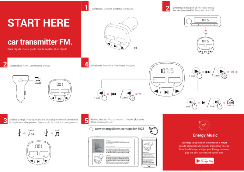 Page n°1 - Guide de démarrage rapide Energy Sistem Car Transmitter FM