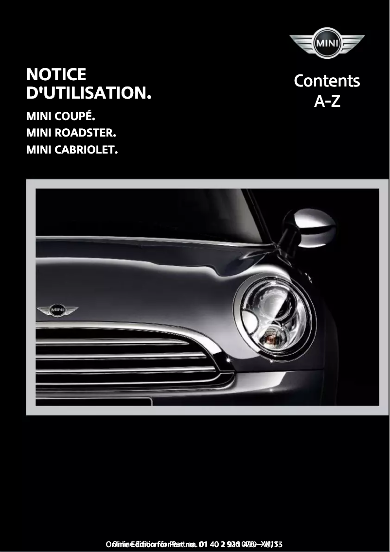 Page 1 de la notice Manuel utilisateur Mini Coupe (2013)