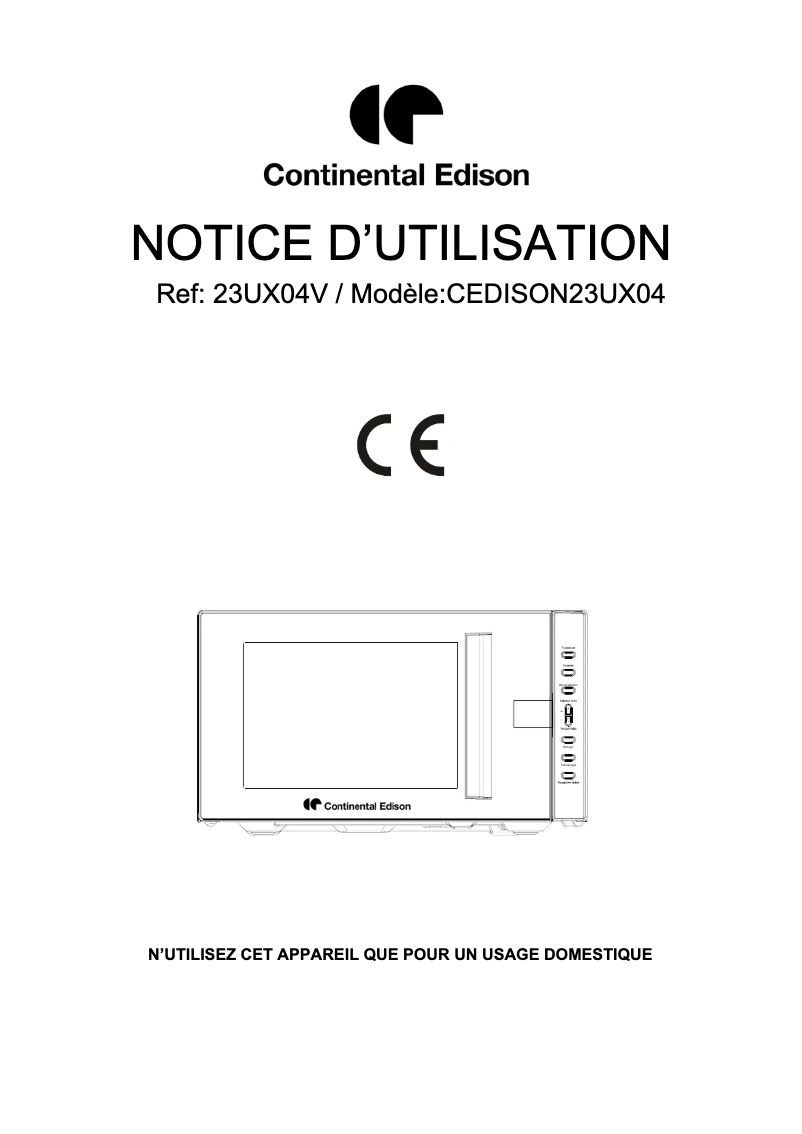 Page 1 de la notice Manuel utilisateur Continental Edison CEDISON23UX04