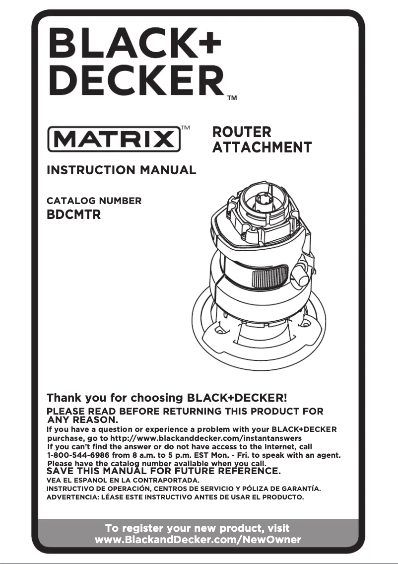 Page n°1 - Manuel utilisateur Black & Decker Matrix BDCMTR