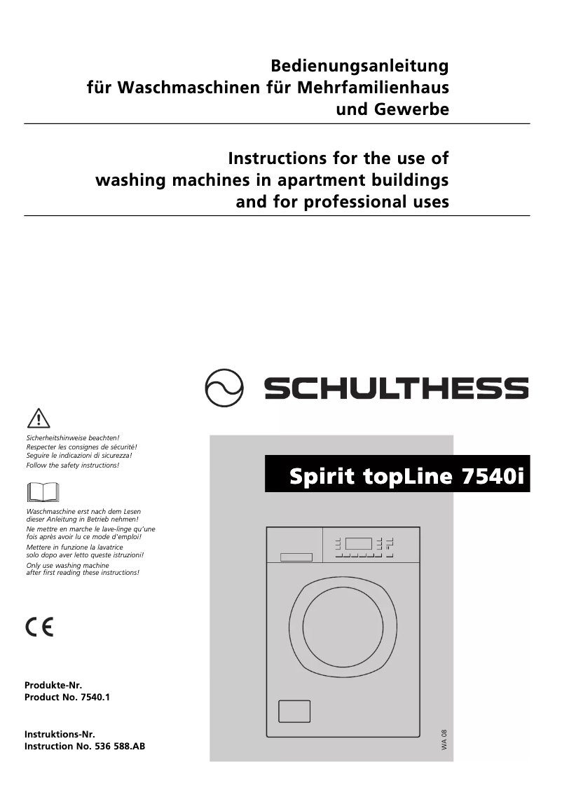 Page n°1 - Manuel utilisateur Schulthess Spirit TopLine 7540i