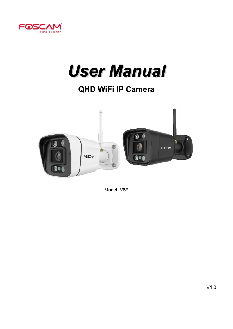 Page 1 de la notice Manuel utilisateur Foscam V8P