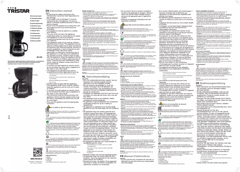 Page 1 de la notice Manuel utilisateur TriStar CM-1250