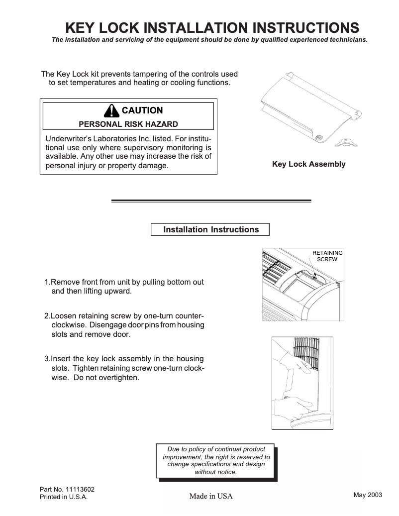 Page 1 de la notice Manuel utilisateur Amana KL03B
