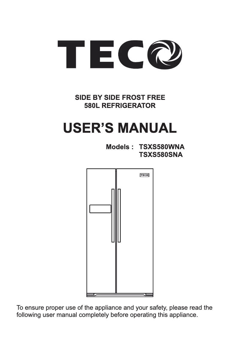 Image de la première page du manuel de l'appareil TSXS580SNA