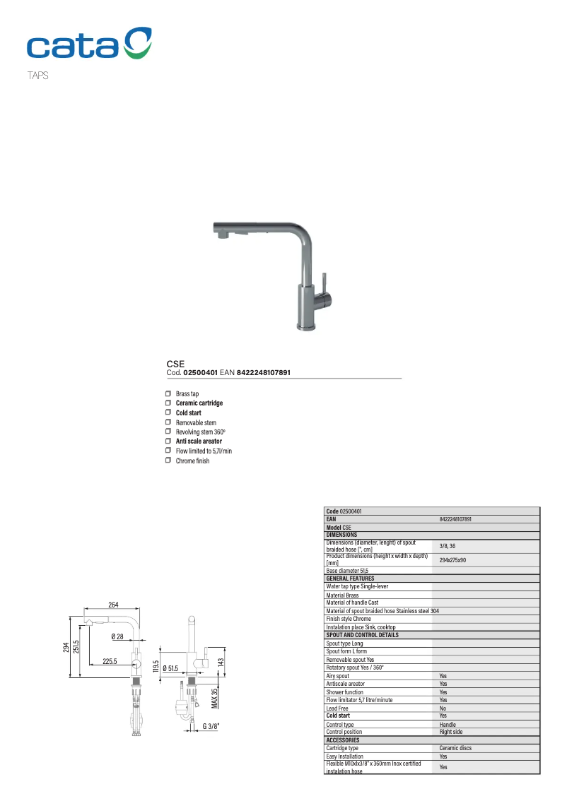 Page 1 de la notice Manuel utilisateur CATA CSE