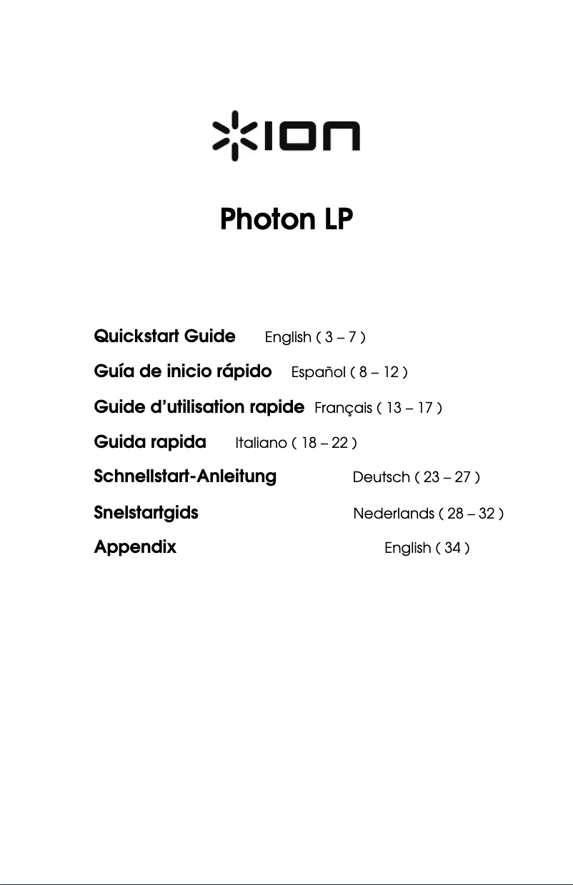 Page 1 de la notice Manuel utilisateur ION Photon LP