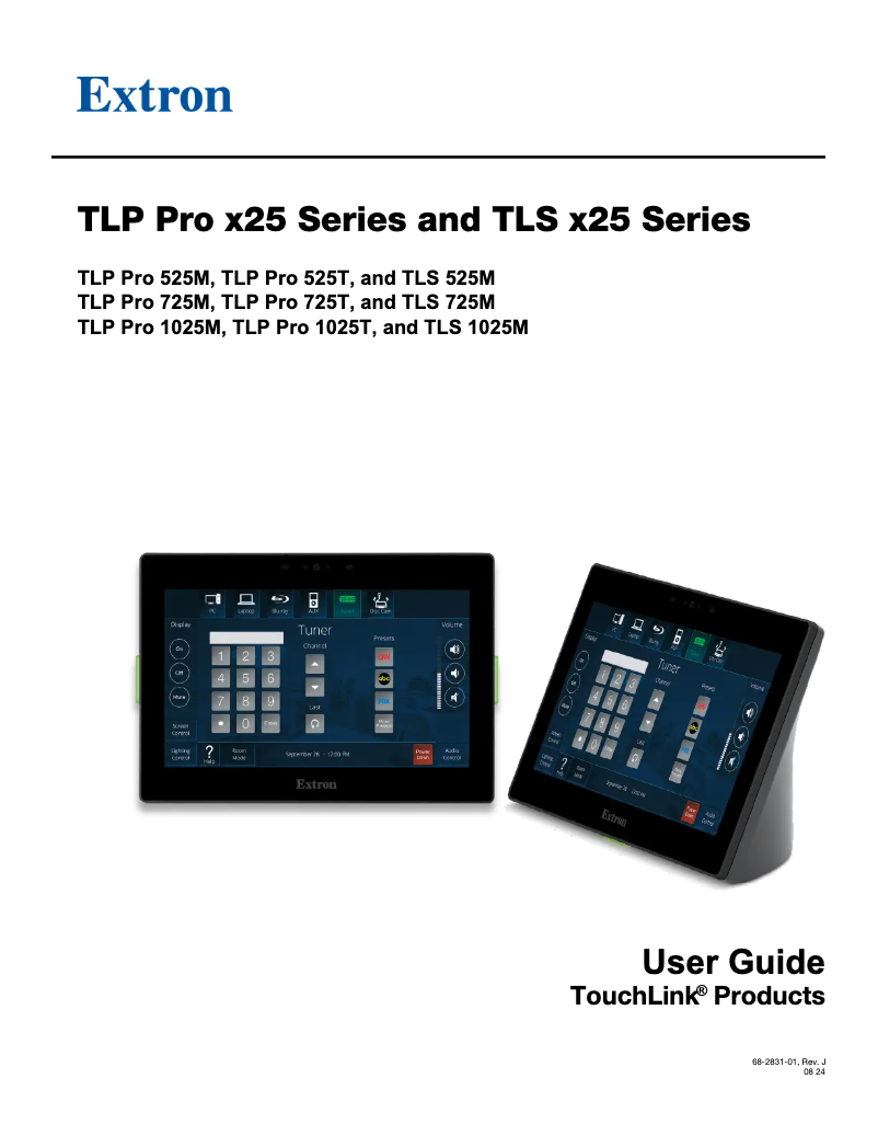 Page n°1 - Manuel utilisateur Extron TLP Pro 725T
