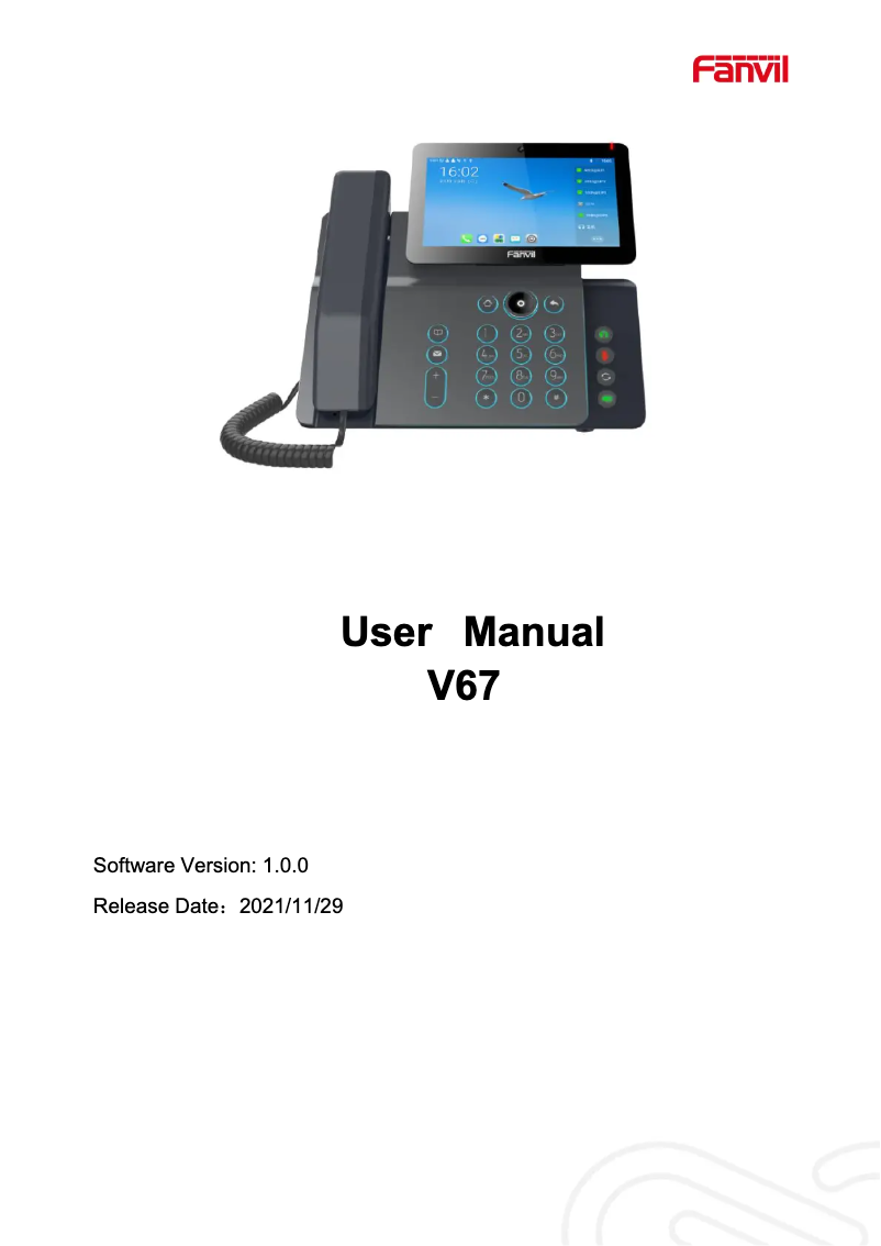 Image de la première page du manuel de l'appareil V67