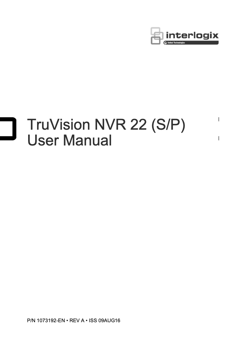 Page 1 de la notice Manuel utilisateur Interlogix TruVision TVN-2216P