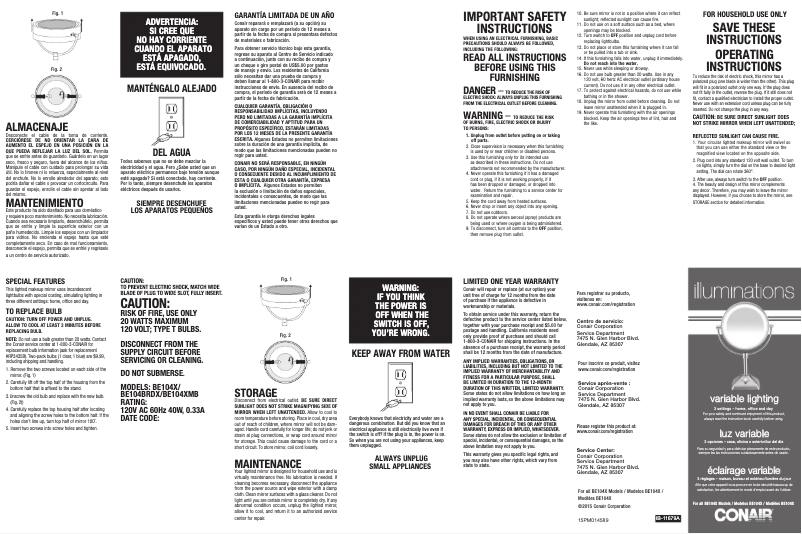 Page 1 de la notice Manuel utilisateur Conair BE104X