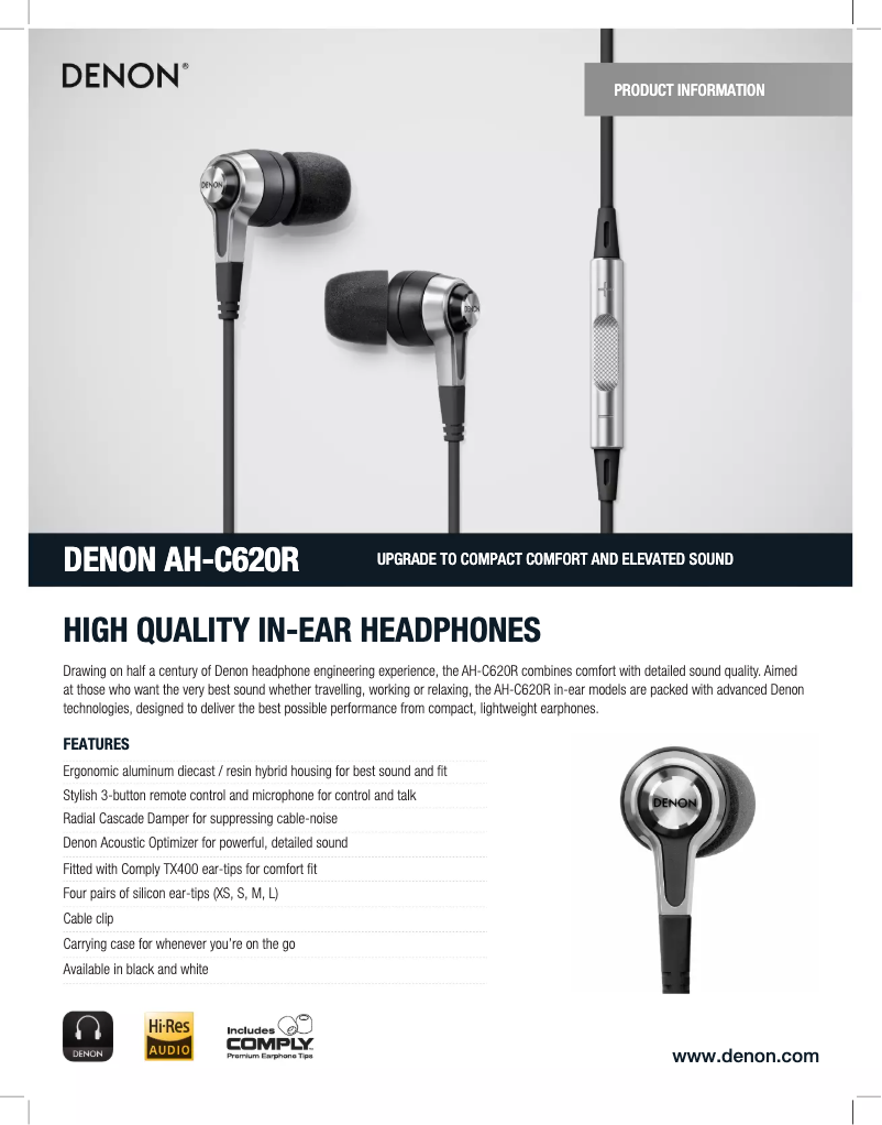 Page n°1 - Fiche technique Denon AH-C620R