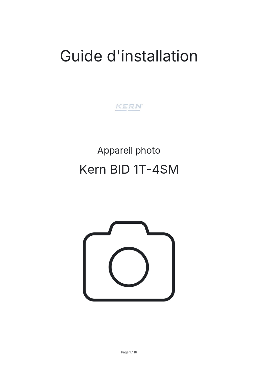Page n°1 - Guide d'installation Kern BID 1T-4SM