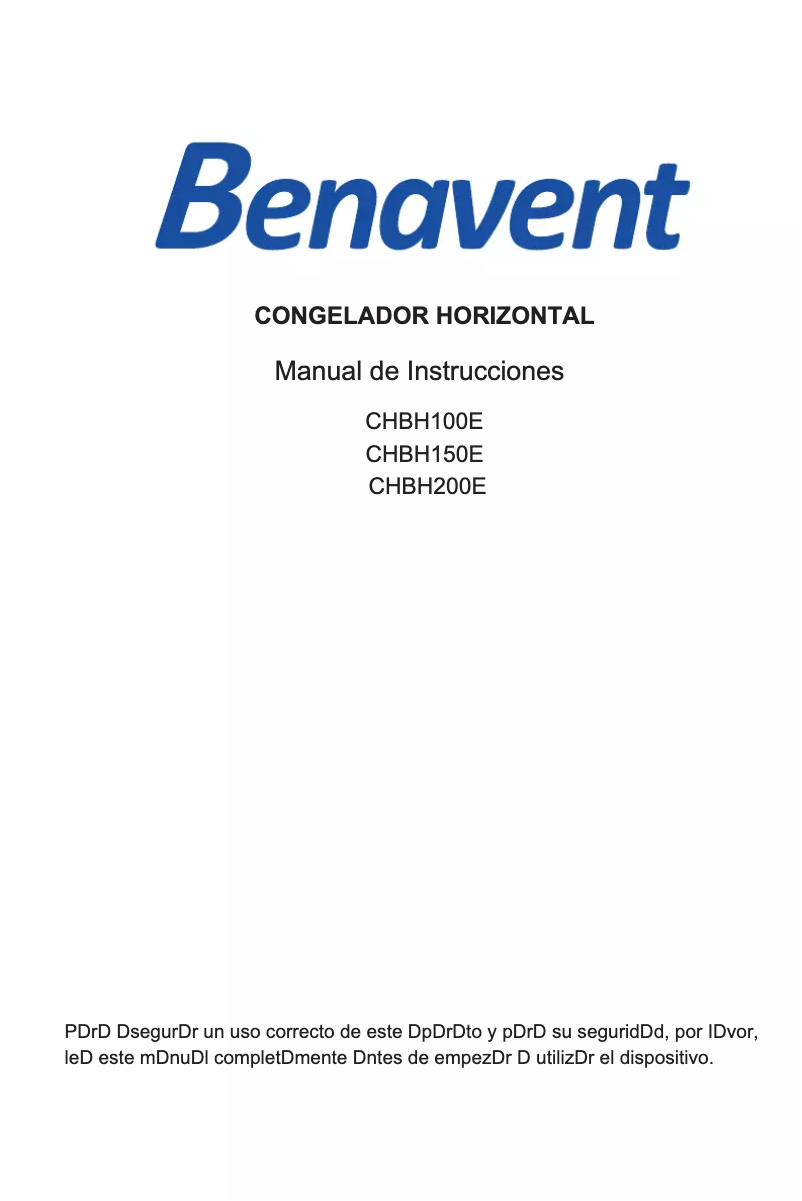 Image de la première page du manuel de l'appareil CHBH100E