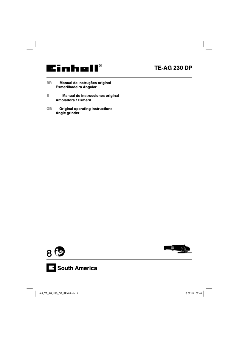 Page 1 de la notice Manuel utilisateur Einhell TE-AG 230 DP