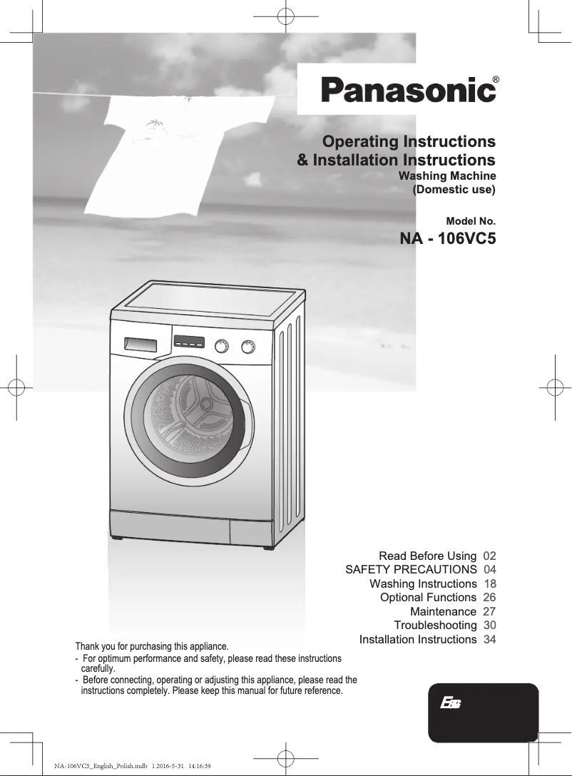 Page 1 of the manual User Manual Panasonic NA-106VC5