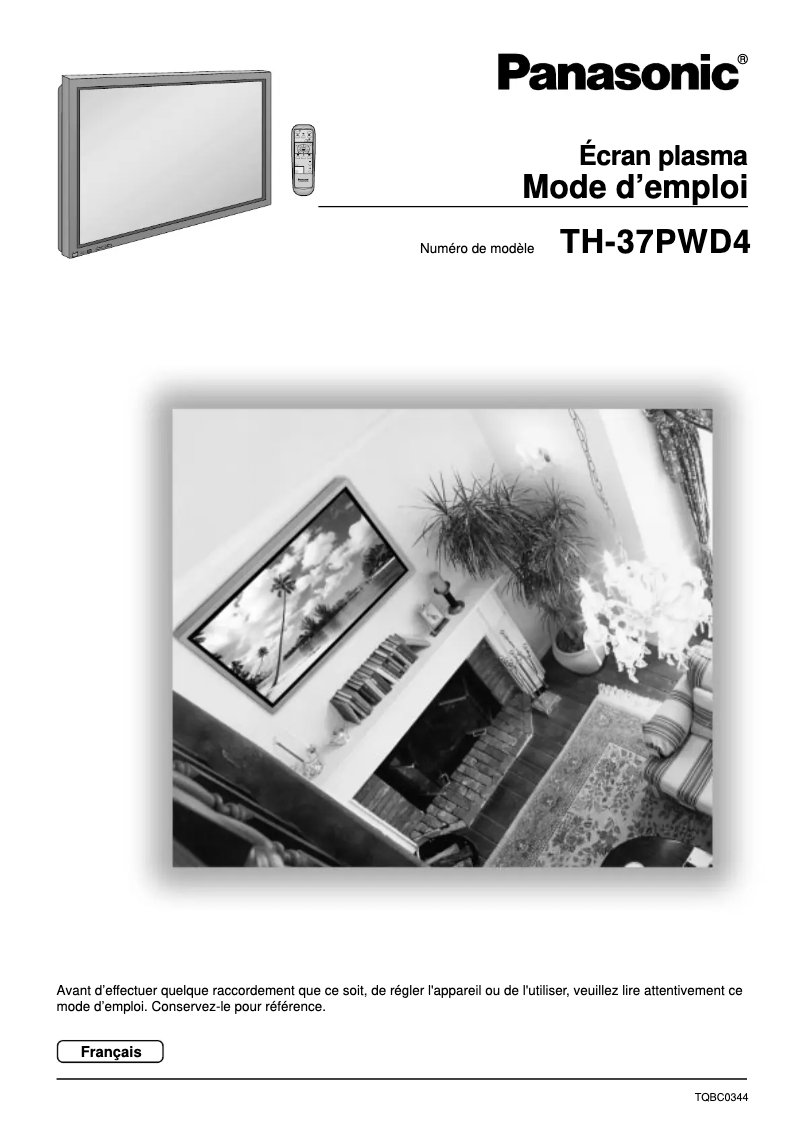 Image de la première page du manuel de l'appareil Viera TH-37PWD4RZ