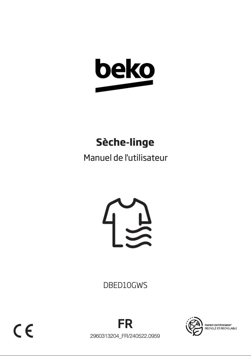 Page 1 de la notice Manuel utilisateur Beko DBED10GWS