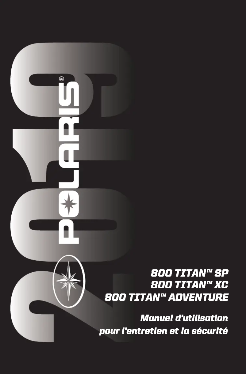 Page 1 de la notice Manuel utilisateur Polaris 800 Titan SP 155 (2019)
