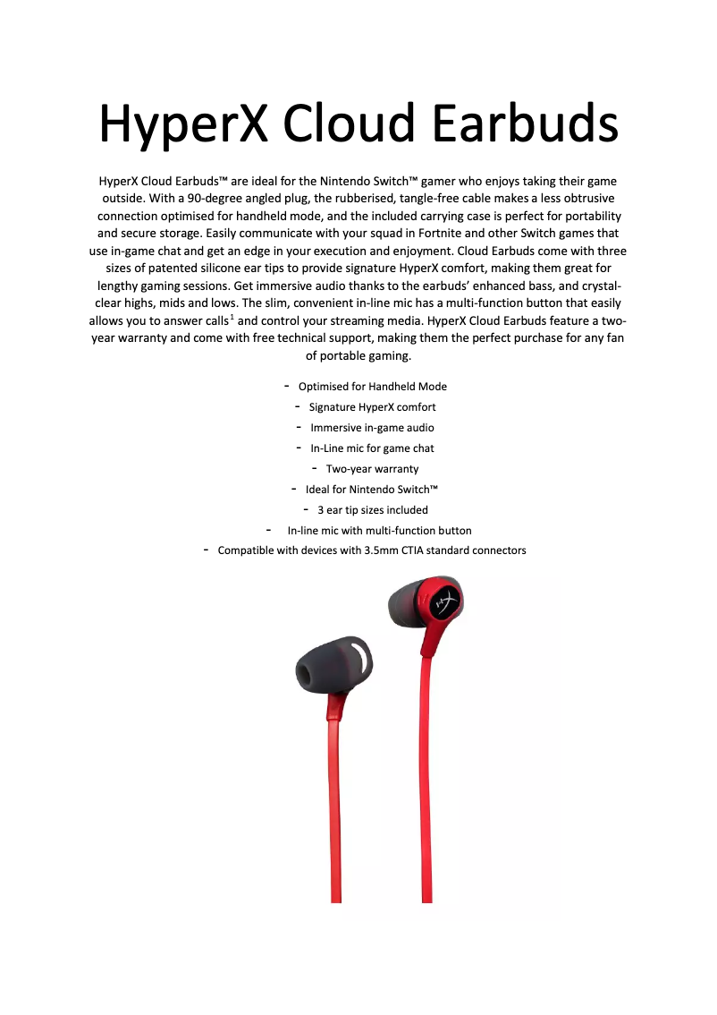 Page n°1 - Manuel utilisateur HyperX Cloud Gaming