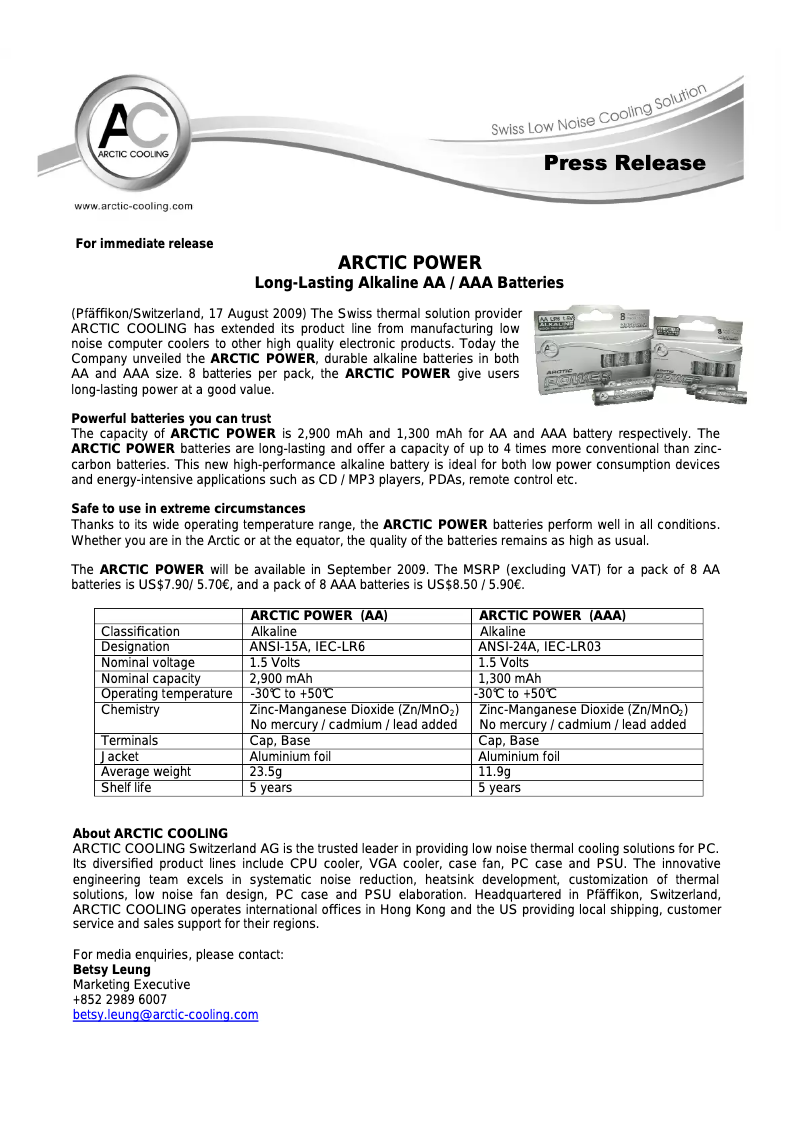 Image de la première page du manuel de l'appareil Alkaline AA