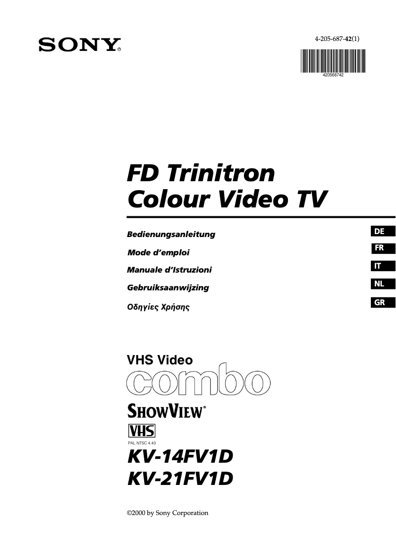 Page 1 de la notice Manuel utilisateur Sony KV-14FV1D