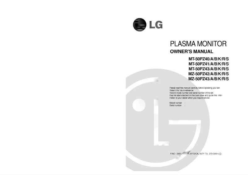 Página 1 del manual Manual de usuario LG MT-50PZ41