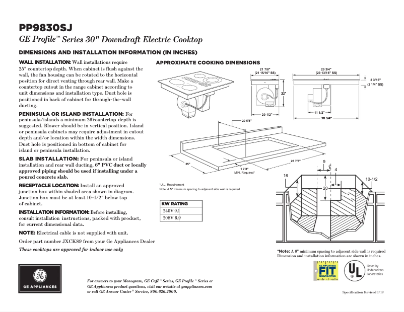 Image de la première page du manuel de l'appareil Profile PP9830SJSS