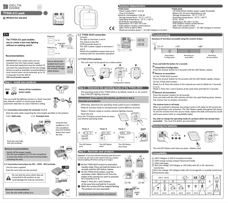 Page 1 de la notice Manuel utilisateur Delta Dore Tyxia 611