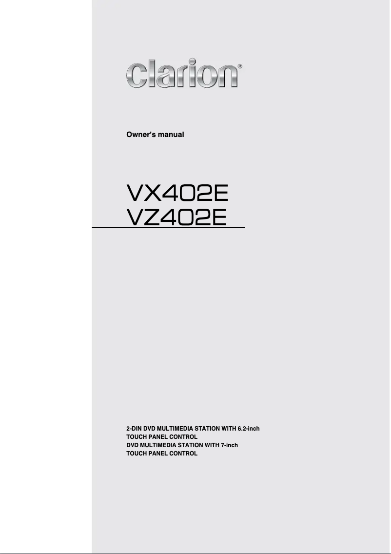 Page n°1 - Manuel utilisateur Clarion VX402E
