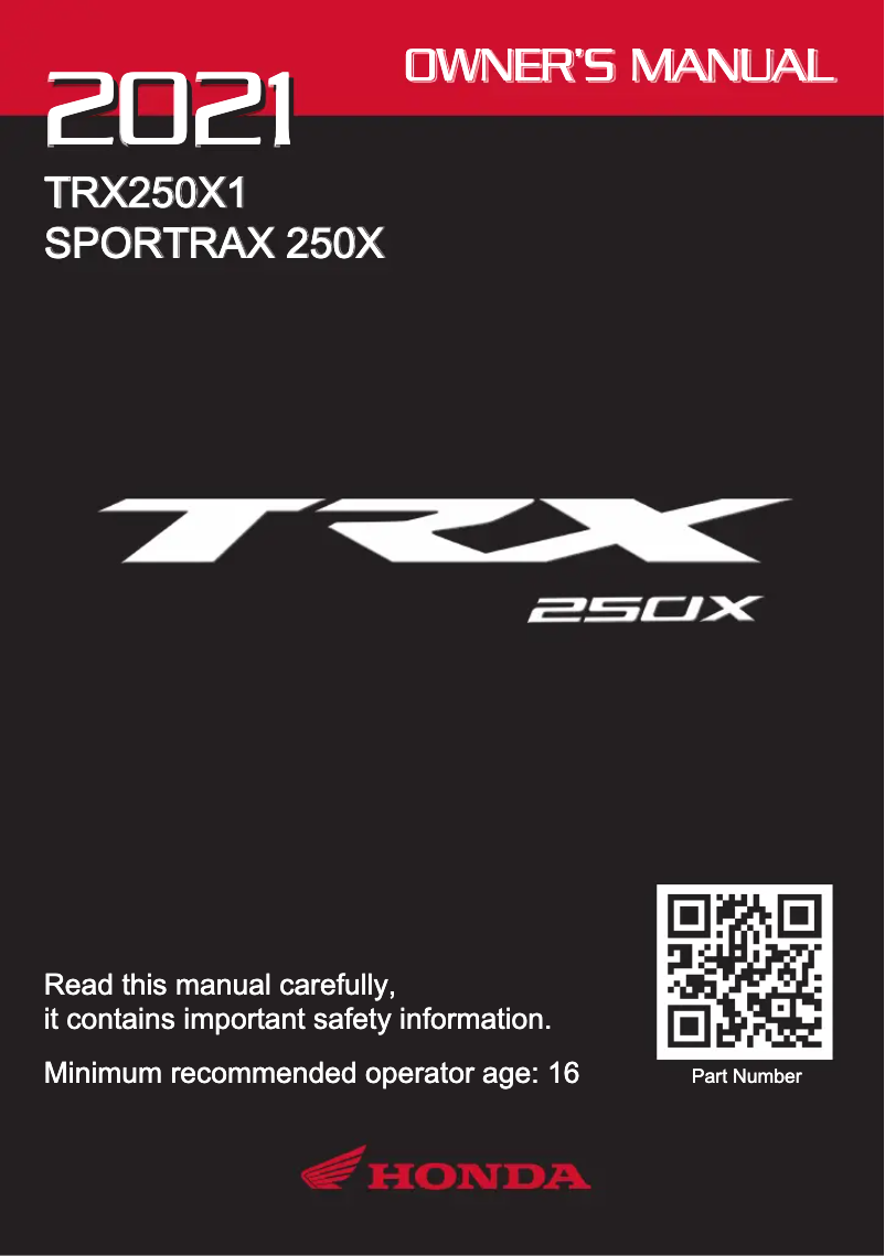 Image de la première page du manuel de l'appareil TRX250X (2021)