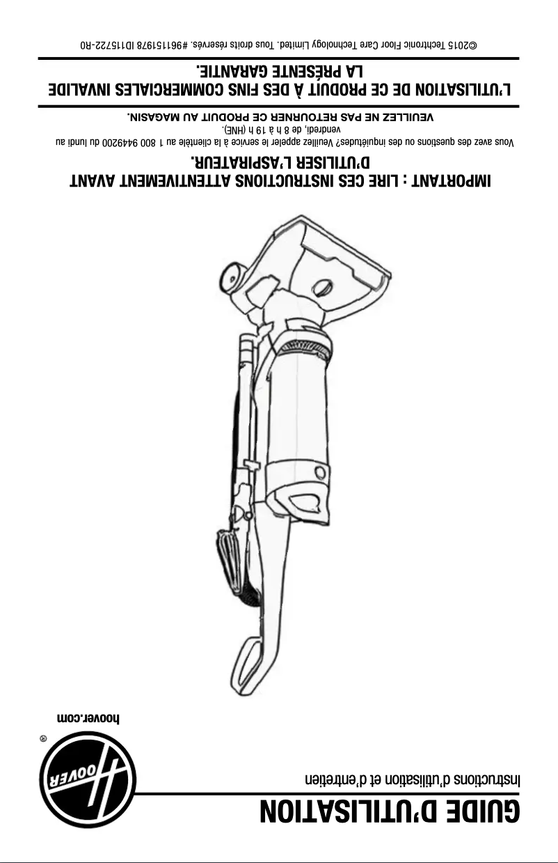 Page n°1 - Manuel utilisateur Hoover Whole House UH71235