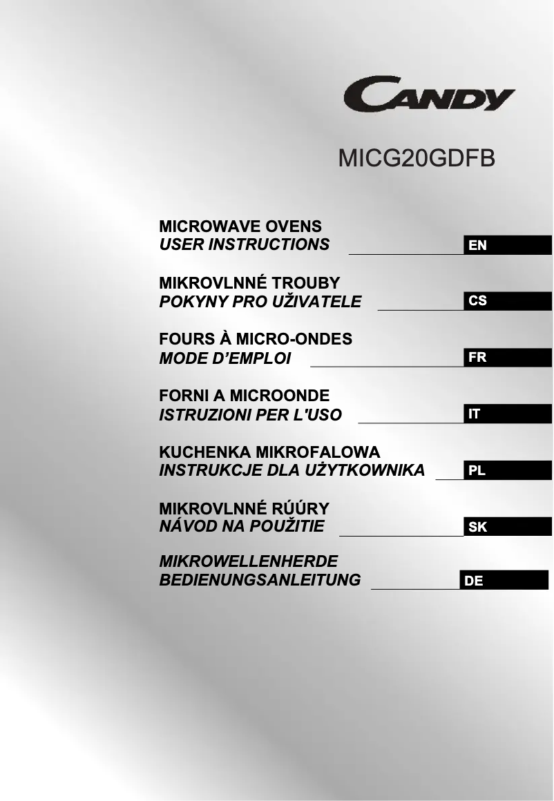 Image de la première page du manuel de l'appareil MICG20GDFB