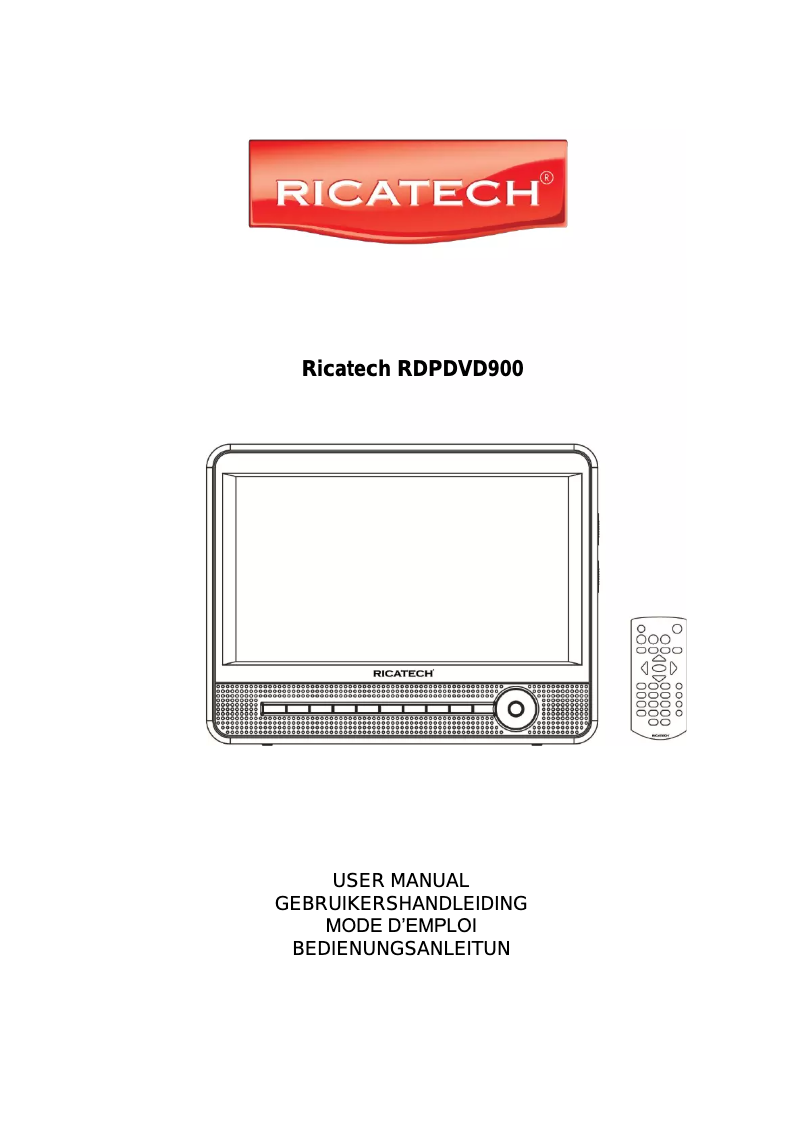 Page 1 de la notice Manuel utilisateur Ricatech RDPDVD900