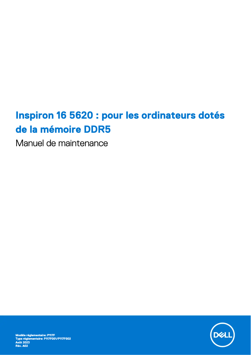 Page 1 de la notice Manuel utilisateur Dell Inspiron 16 5620