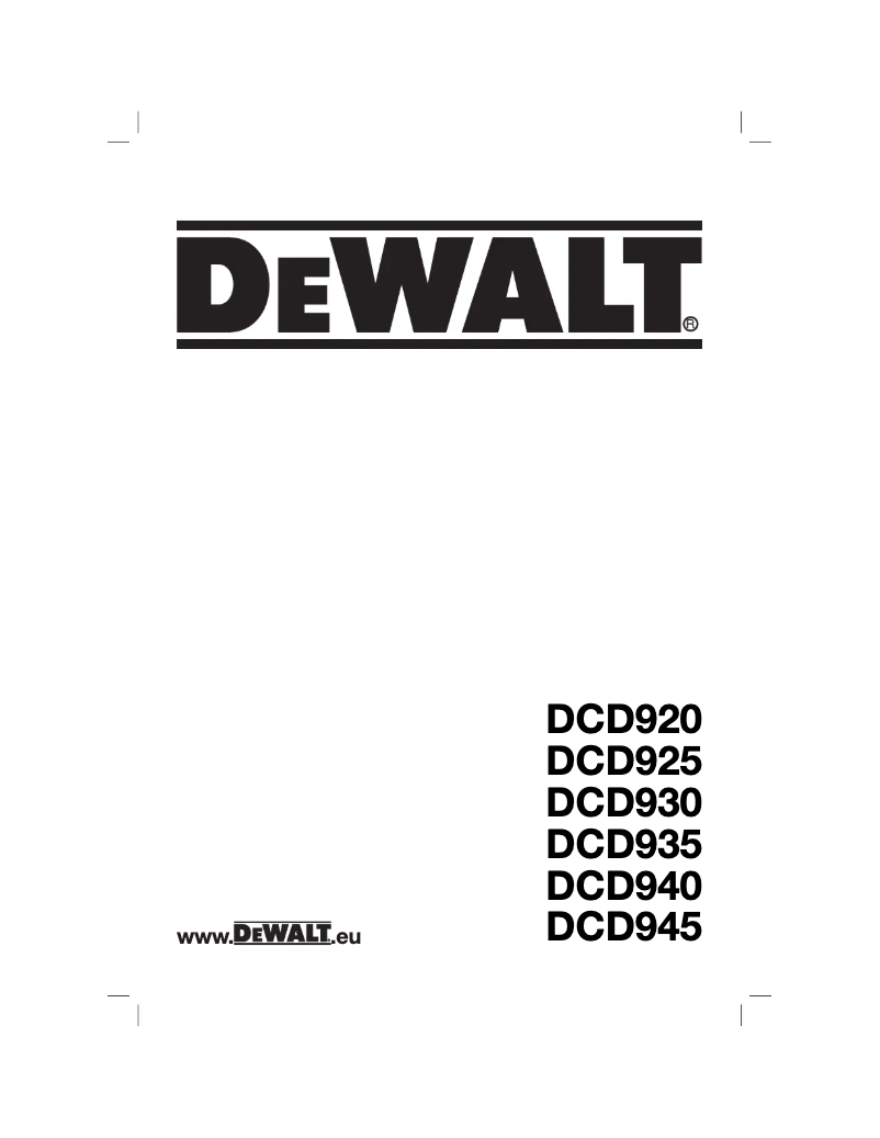 Page n°1 - Manuel utilisateur DeWalt DCD945
