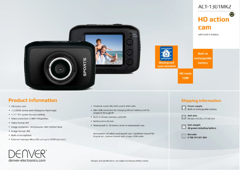 Page n°1 - Fiche technique Denver DV-10201