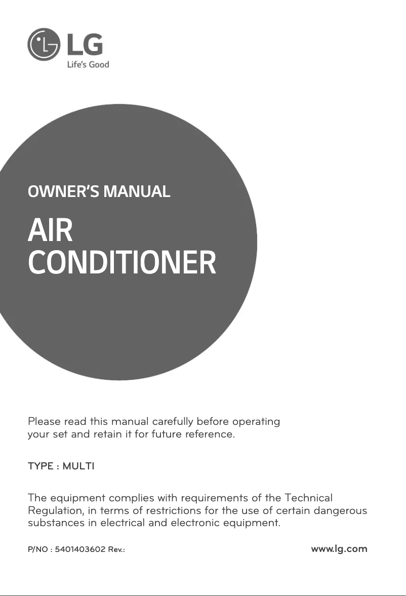 Page 1 de la notice Manuel utilisateur LG AMNH24GB2A1