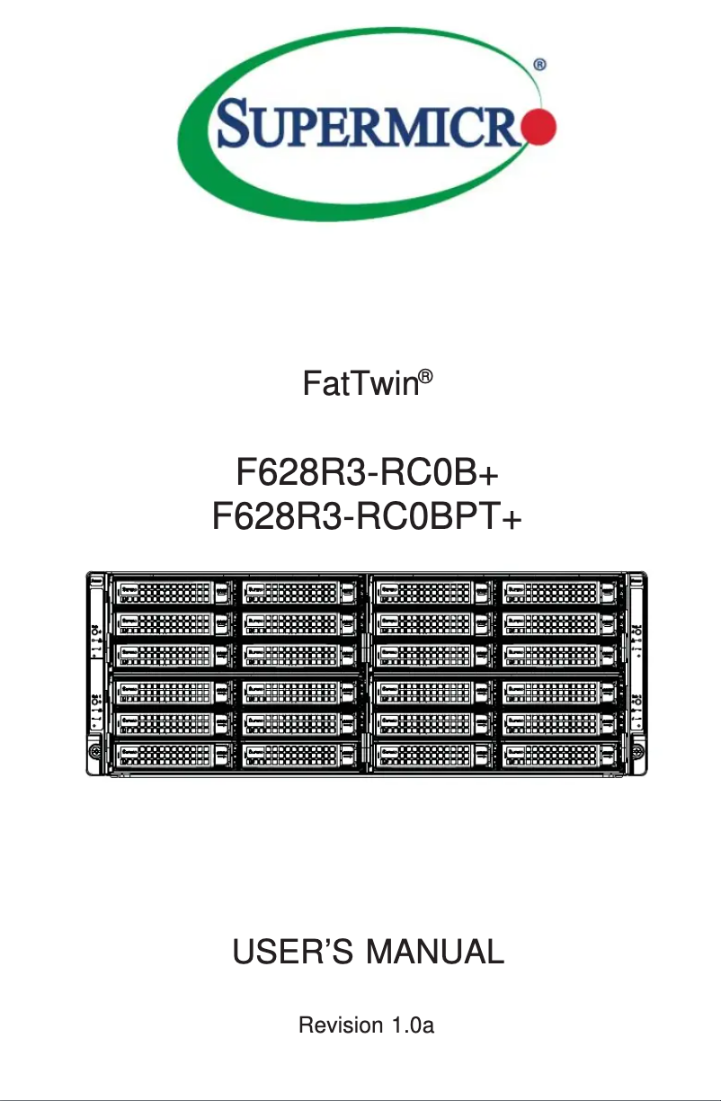 Page 1 de la notice Manuel utilisateur Supermicro SuperServer F628R3-RC0BPT+