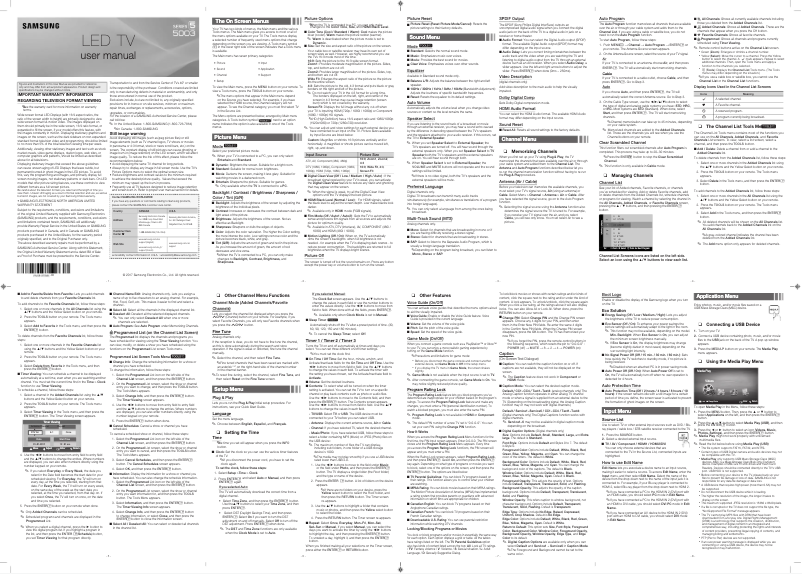 Page 1 de la notice Manuel utilisateur Samsung UN32J5003EF