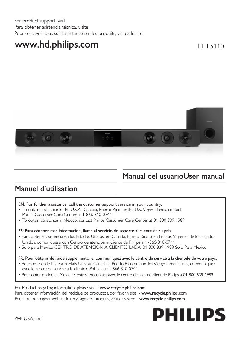 Page n°1 - Manuel utilisateur Philips HTL5110