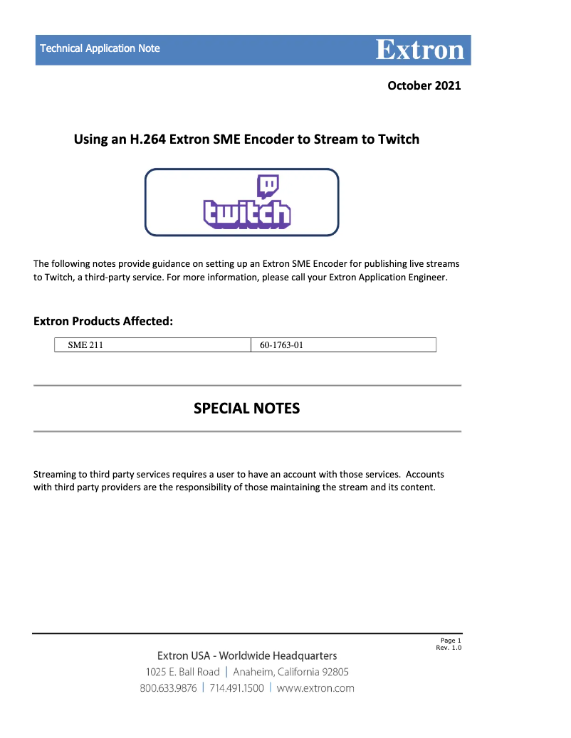 Page 1 de la notice Manuel utilisateur Extron SME 211