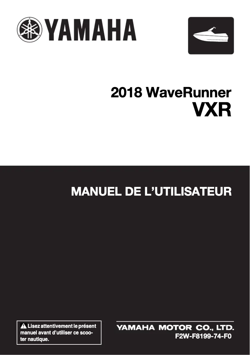 Página 1 del manual Manual de usuario Yamaha WaveRunner VXR (2018)