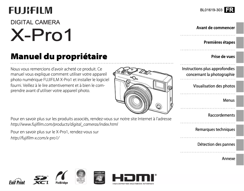 Page n°1 - Manuel utilisateur Fujifilm X-Pro1
