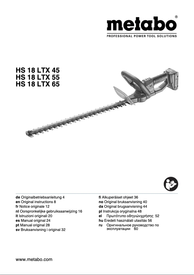 Page n°1 - Manuel utilisateur Metabo HS 18 LTX 65