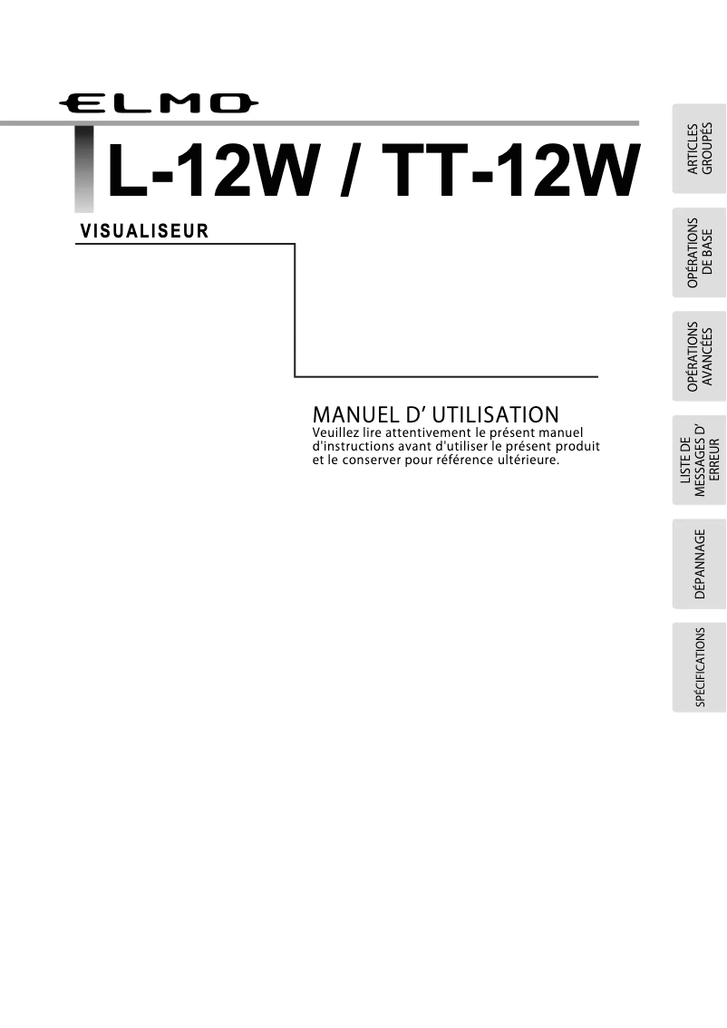Image de la première page du manuel de l'appareil TT-12W
