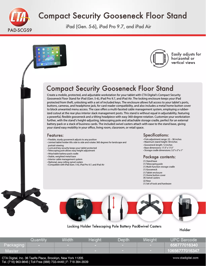 Page 1 de la notice Brochure CTA Digital PAD-SCGS9