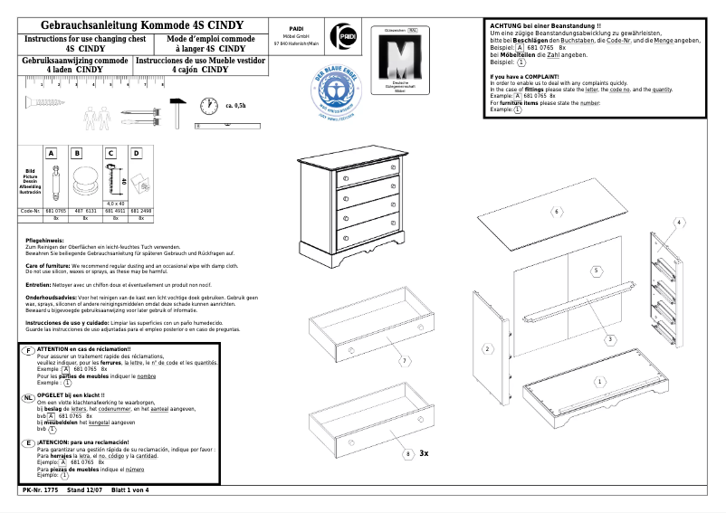 Page n°1 - Manuel utilisateur Paidi Cindy